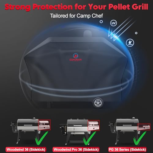 Comnova Pellet Grill Cover for Camp Chef 36 Series with Sidekick - 600D Premium Smoker Cover Waterproof Heavy Duty for Cam...