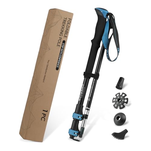 GPTCAMP Hiking Stick,1PC Trekking Pole Collapsible Hiking Pole,Lightweight Folding Adjustable Travel Walking Stick with EV...