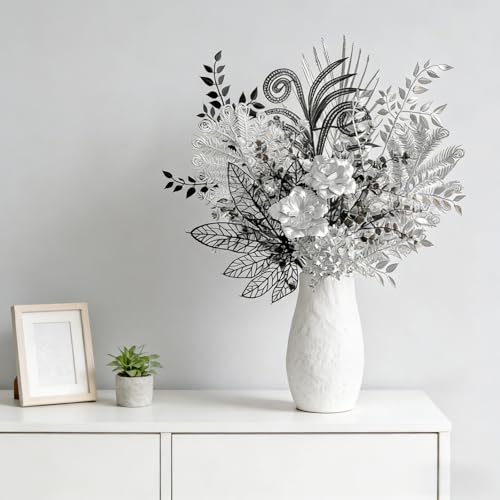 jinbujinxi Silver-Black Metal Flower Combination - Artificial Bouquet, Modern Minimalist, Industrial Light Luxury, Home De...