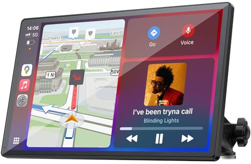 Topexplore Carplay Screen for Car, 9'' Wireless CarPlay & Android Auto- Upgrade Portable Touchscreen with Bluetooth, Mirro...