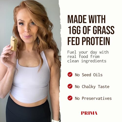 PRIMA ANCESTRAL PROTEIN BAR Grass Fed Protein Bars, 7 Pack – Animal-Based Protein Bar with Beef Tallow, Raw Honey, Seed Oi...