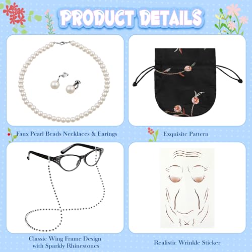 Luucio Old Lady Costume for Kids, 100th Day of School Costume for Girls with Grandma Costume, Kids Old Lady Costume for Kids