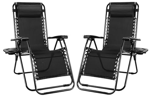 NEWBULIG Zero Gravity Chair Set of 2, Lounge Chair Folding Portable Adjustable Camping Reclining Chairs with Adjustable Po...