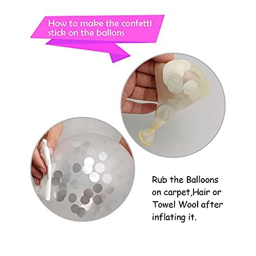 100pcs Chrome Metallic Balloons and Confetti Balloons 12 Inch Latex Party Balloons Silver Black White Balloon for Wedding ...