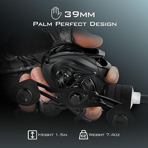 KastKing Zephyr Baitcasting Fishing Reel, Left Handed, Black & 6'8" M & MH Casting Rod Combo