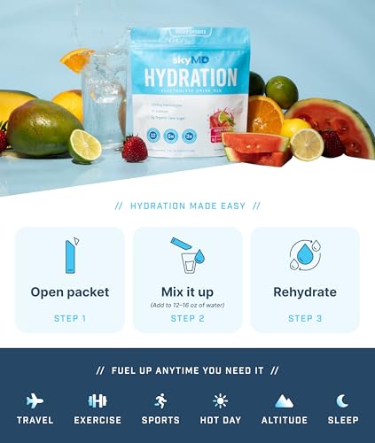 skyMD Daily Hydration | Electrolytes Powder Packets | Low Sugar, 10 Calories | 12 Vitamins & Minerals, Sodium | Drink Mix ...