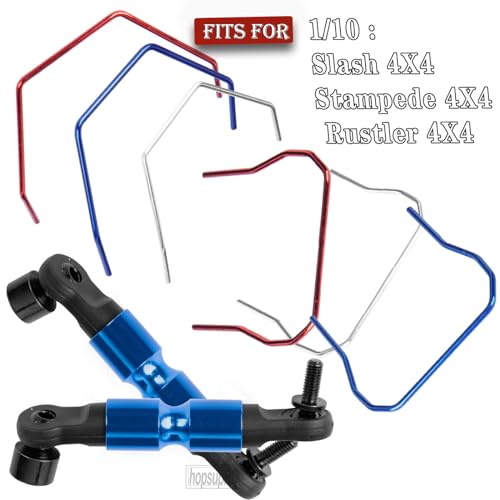hopsupRC RC Aluminum Front & Rear Wide Sway Bar Kit Upgrades Part for 1/10 Slash Stampede Rustler Rally 4X4 RC Car,Alloy S...