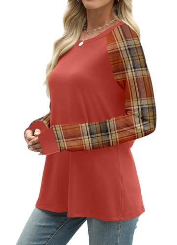 WIHOLL Long Sleeve Shirts for Women Color Block Raglan Tops Casual Crewneck Basic Tees Fall Clothes 2025 Fashion