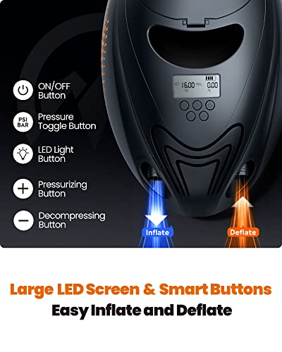 OutdoorMaster 16PSI High Pressure SUP Air Pump with Rechargeable Battery The Whale - Intelligent Dual Stage Inflation & Au...