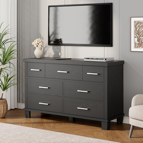 Dresser for Bedroom with 7 Drawers, Storage Chest of Drawers with Metal Handle, Wooden Dresser Organizer for Living Room,Closet,Entryway,Nursery