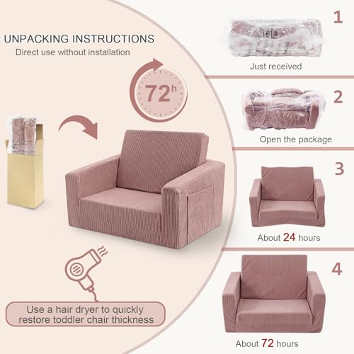 Jouha Toddle & Kids Chair,2-in-1 Soft Toddler Couches That Fold Out,Toddler Chairs Comfy 1-3 Years Old,Convertible Sofa to...