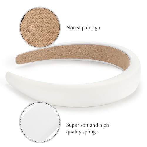 WantGor Padded Headband for Women, Wide Sponge HeadBands Plain Solid Hair Band Hoops Vintage Yoga Head Bands Fashion Elast...