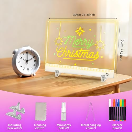 Rechargeable Led Drawing Board for Kids, 11.8*7.9" Dry Erase Board, 4 Modes &7 Colors Glow Doodle Note Board, Include Hang...