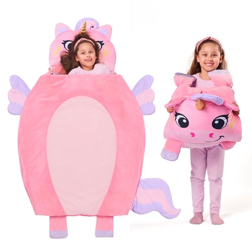 JOIEDOMI Kids Sleeping Bag 4 5 6 Year Old Girl Gifts Toddler Nap Mat with Pillow & Blanket 60" x 39" for Kids Ages 3+ Soft...