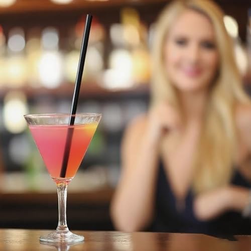 YAOSHENG [250 Count] 8.27 Inch Cocktail Stirrers Black Straws Coffee Plastic Sip Stir Swizzle Sticks for Coffee,Cocktail,P...