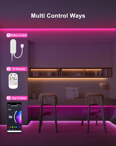 Tatazone 32.8ft Bluetooth RGB COB Led Strip Lights with Remote, Dimmable Smart App Led COB Light Strip, Color Changing Mus...