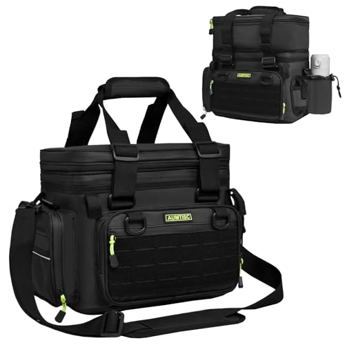 AUMTISC Fishing Tackle Bags for 3500/3600 Trays, Expandable Tackle Box Organizer Gear Storage Bag, with Rod Holders, Detac...