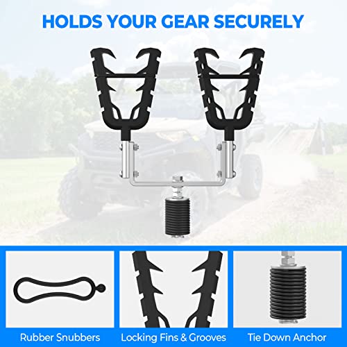 KEMIMOTO UTV Tool Rack, Hunting Tool Holder Rack Tool Mount Compatible with Polaris Ranger & General, Bow Holder Grips with Rubber Snubbers