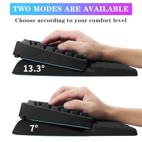 Computer Keyboard Stand with Wrist Rest, Ergonomic Tilted Keyboard Holder - Keyboard Riser with Wrist Pad - Keyboard Tray ...