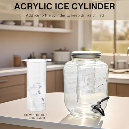 Glass Drink Dispenser 3.8L,Water Dispenser with Tap, Drink Dispenser for Party & Outdoor Use, Jug for Water, Juice,(BBQ, P...
