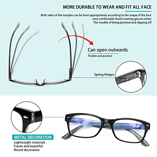 SIGVAN Reading Glasses 5 Packs Blue Light Blocking Eyeglasses Quality Spring Hinge Colorful Computer Readers for Women Men