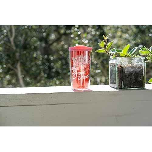 Tervis Only Good Vibes Floral Made in USA Double Walled Insulated Tumbler Travel Cup Keeps Drinks Cold & Hot, 16oz, Classic