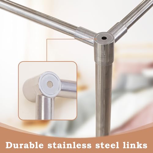 Hosercap Canopy Bed Frame Full Size, Stainless Steel Metal Bed Post Poles, Heavy Duty 4 Poster Floor Bedframe, Freestandin...