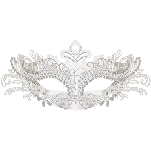Seglorwy Womens Masquerade Mask Metal Rhinestone Venetian Halloween Christmas Evening Prom Ball Party Mask