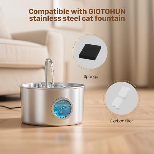 GIOTOHUN Cat Water Fountain Filter Replacement: 12 Cat Fountain Filter - 12 Pet Fountain Filter - 6 Carbon Filters & 6 Foa...
