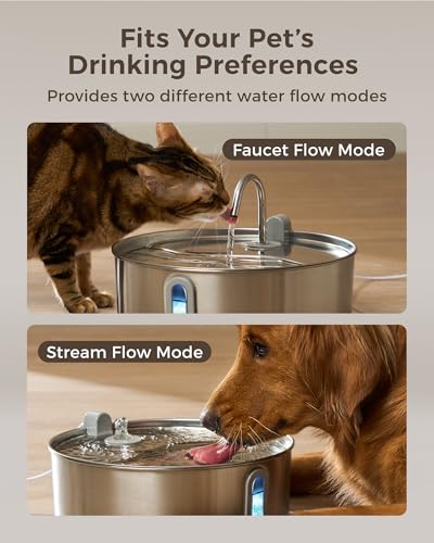 Smartoo Dog Water Fountain for Large Dogs 7L/236oz Stainless Steel Dog Water Bowl Dispenser Automatic Cat Water Fountain w...