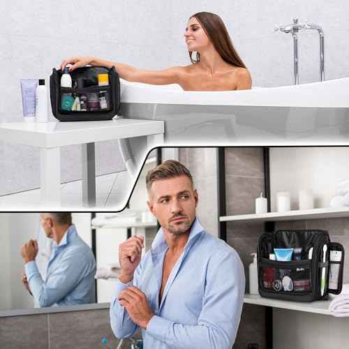 Travel Toiletry Bag for Men and Women - (10.6¡±x10.6¡±x3.2¡±) Large Hanging Toiletry Organizer - Waterproof Hygiene Bag with Metal XXL Swivel Hook, with Sturdy Zippers and 19 Compartments for Toiletries