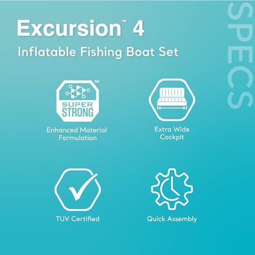 INTEX 68324EP Excursion 4 Inflatable Boat Set: Includes Deluxe 54in Boat Oars and High-Output Pump – Adjustable Seats with...
