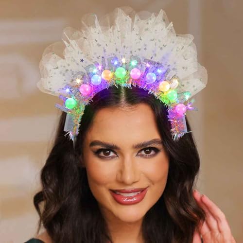 DRESBE Light Up Birthday Headband Happy Birthday Crown Headbands for Women