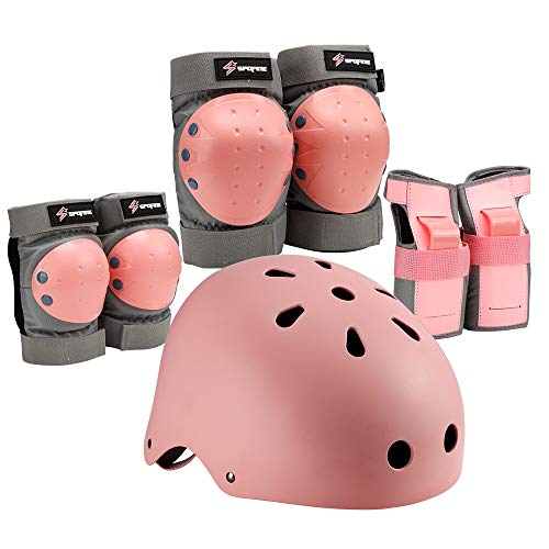 S SPOFINE Kids Bike Helmet, Toddler Helmet for Youth Adult, Knee Pad Elbow Pad Wrist Guard Protective Gear Set for Skatebo...