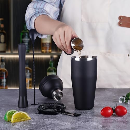 JWJIUEJIU Cocktail Shaker Set Bartender Kit,5 Piece Bar Set Stainless Steel Bar Tools Set for Professional Bartender and H...