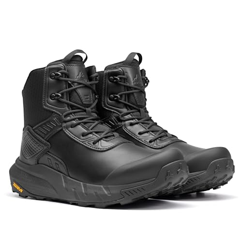 NORTIV 8 Men's Waterproof Military Tactical Hiking Work Boots Leather Motorcycle Combat Lightweight Non-Slip Boots for Men...