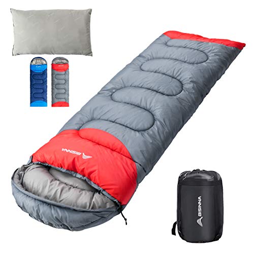BISINNA Sleeping Bag with Pillow - 4 Season Backpacking Sleeping Bag Lightweight Waterproof Warm and Washable for Adults, ...