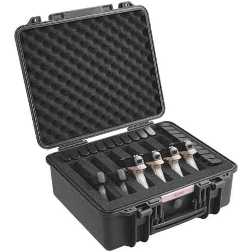 VEVOR Hard Pistol Cases with Customized PU Foam, Waterproof & Dustproof Hard Gun Case for 6 Pistol & 21 Magazine, 19.3¡¿17.1¡¿8.3 in Lockable Pistol Case, Black