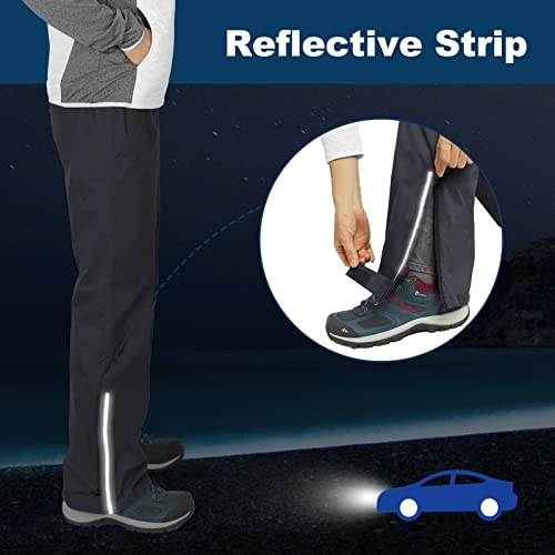 Outdoor Ventures Women's Rain Pants Packable Waterproof Hiking Pants Windproof Breathable Outdoor Rain Over Pants