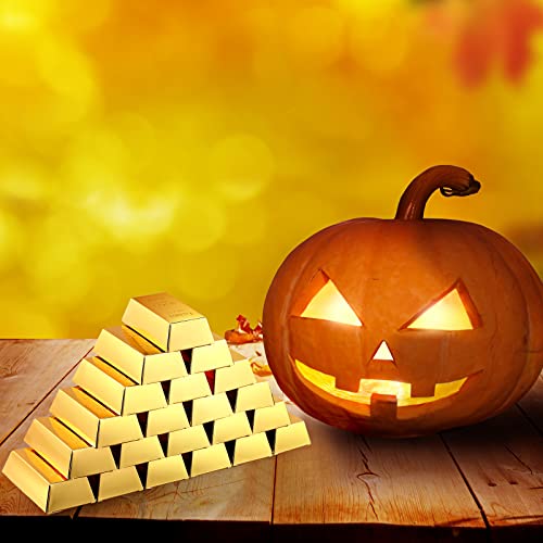 Honoson 24 Pcs Gold Bar Fake Gift Box Foil Gold Bar Party Favor Boxes Paper Golden Favor Boxes Treasure Brick for Pirate C...