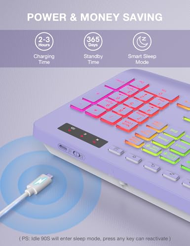 Wireless Keyboard with 9 Effects Backlits, Wrist Rest, Phone Holder, Rechargeable Ergonomic Computer Keyboard with Silent ...