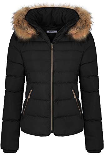 BodiLove Women's Fur Hooded Thickened Jacket with Fleece Lining