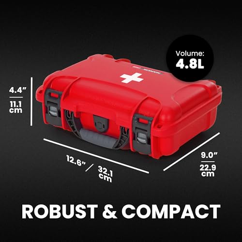 NANUK 909 Waterproof First Aid Box Empty – Durable, Medical First Aid Organizer Case, IP67-Rated, Dustproof, Impact-Resist...