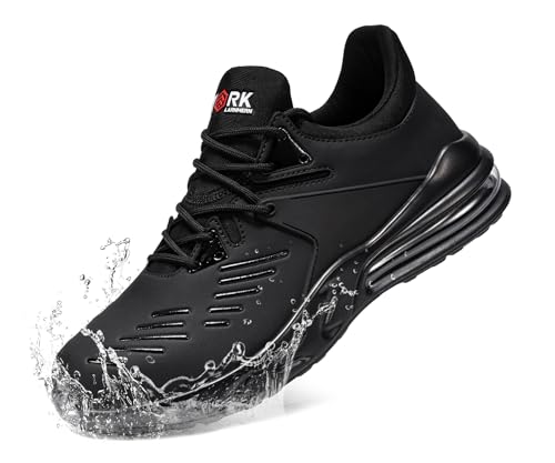 LARNMERN Non Slip Work Waterproof Shoes for Women Steel Toe Comfortable Indestructible Construction Food Service Chef Snea...