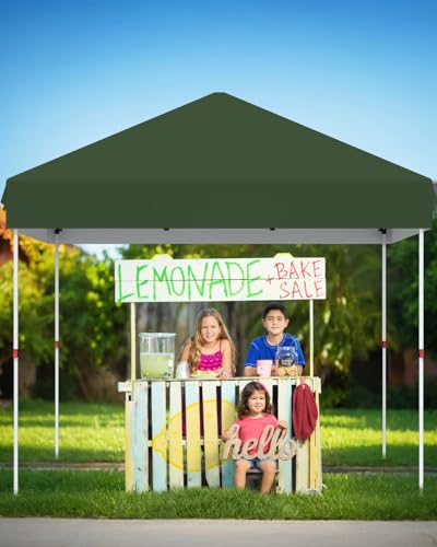 GarveeLife 10x10 Pop Up Canopy with One Button Push Setup - Heavy Duty Outdoor Canopy Tent with Portable Roller Bag - 3 Ad...
