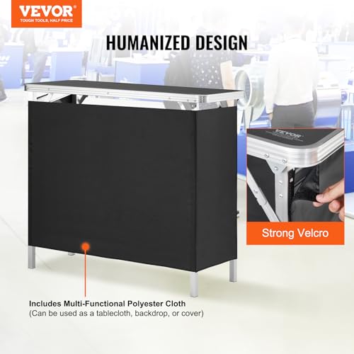 VEVOR Folding Portable Bar Table, Tradeshow Podium Table for Indoor, Outdoor, Party, Picnic, Exhibition, Includes Carrying...