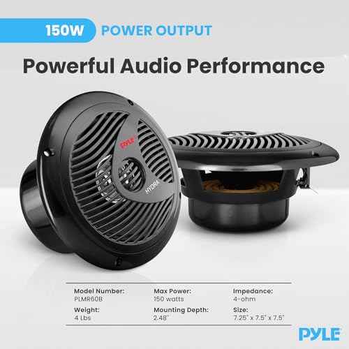 Pyle Boat Bluetooth Marine Stereo Receiver - Marine Head Unit Double DIN Stereo Receiver Power Amplifier & Speaker Kit - Hands-Free Calling, AM/FM/MP3/BT/USB/AUX - Remote, Speakers - Pyle PLMR2DNBK
