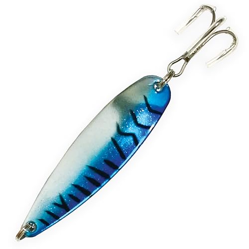 Crocodile Spoons Fishing Lures 2oz,12 Pcs Blue Mackerel Chrome Finish with Treble Hooks for Saltwater & Freshwater Fishin...