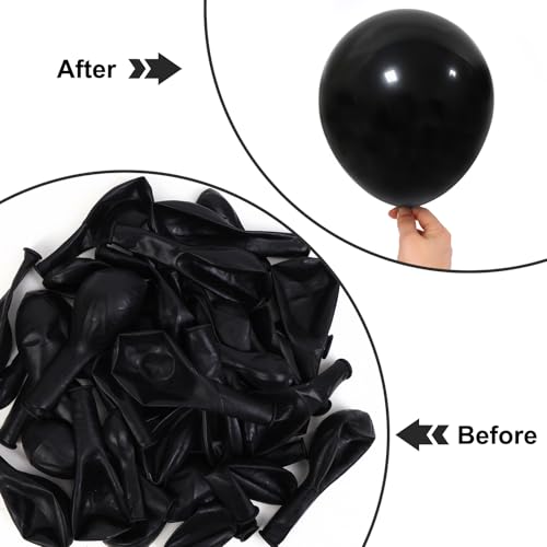 APLANET 150pcs Black Balloons Different Sizes 18 12 10 5 Inch, Latex Balloons for Black Themed Birthday Wedding Baby Showe...