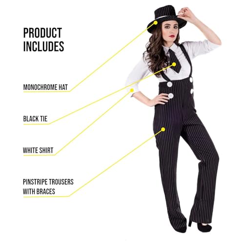 fun shack 20s Gangster Costume for Women, 1920s Mobster Outfit, Halloween Costume for Women